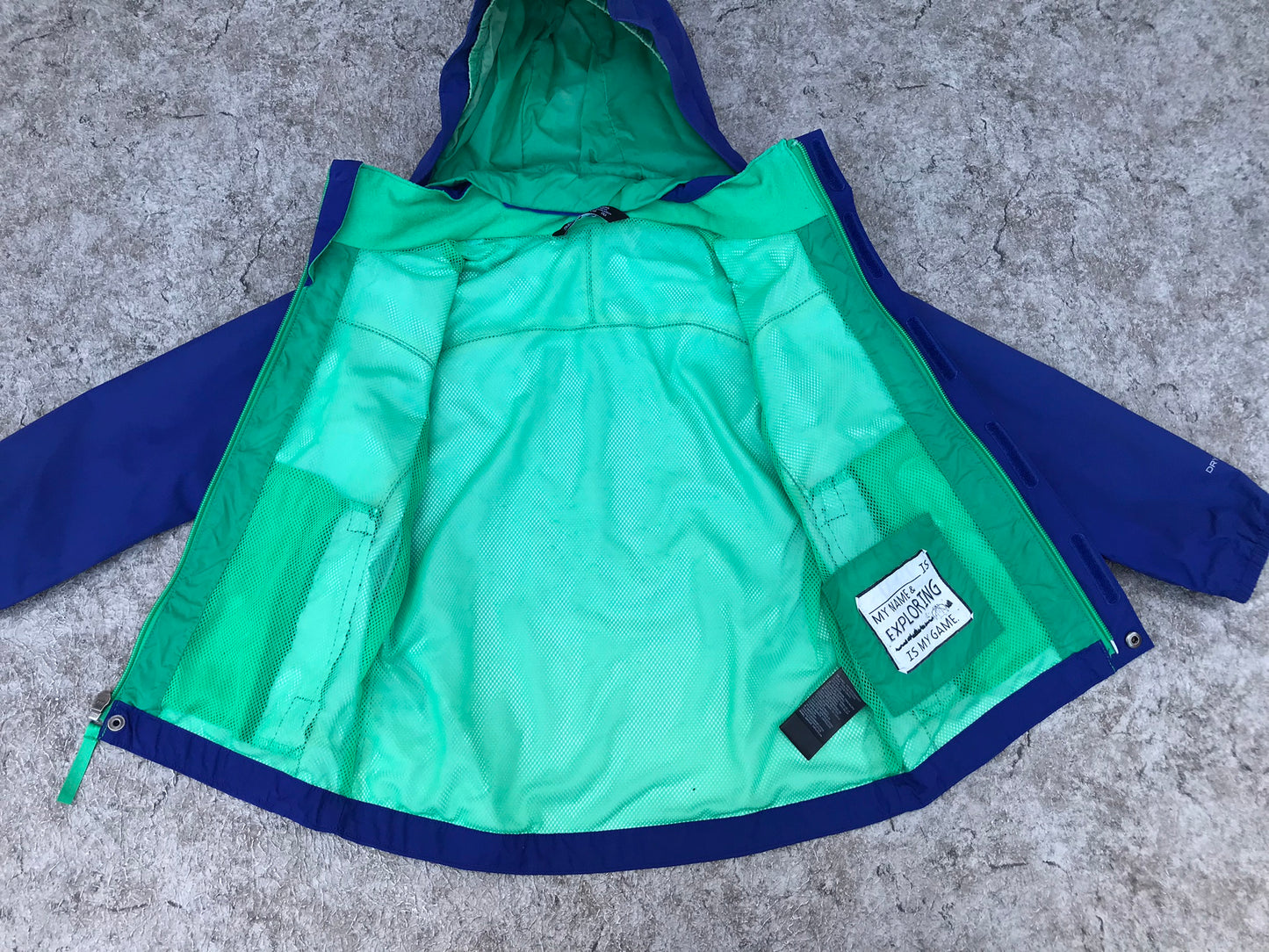 Rain Coat Child Size 5-6 The North Face Dry Vent Marine Blue Green Excellent