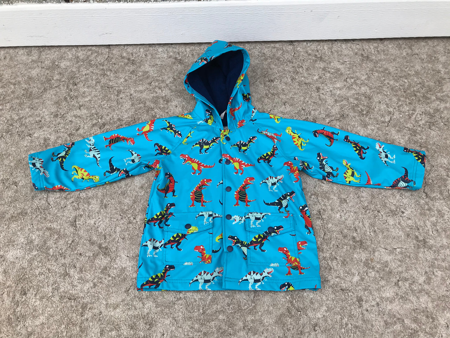 Rain Coat Child Size 5 Hatley Blue Dinosaurs Excellent