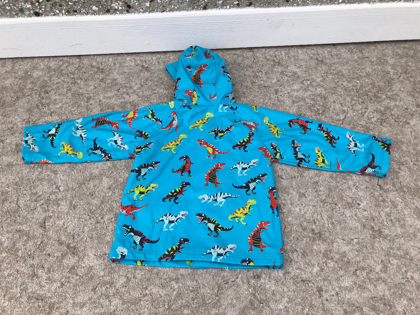 Rain Coat Child Size 5 Hatley Blue Dinosaurs Excellent