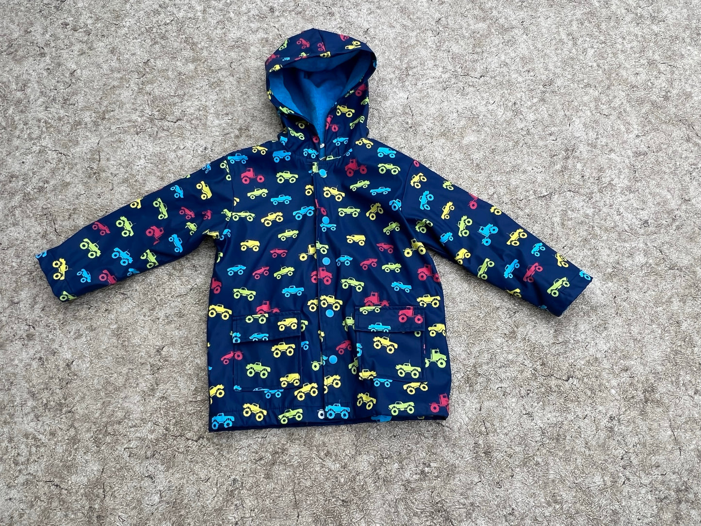 Rain Coat Child Size 5 Hatley Marine Blue With Truck