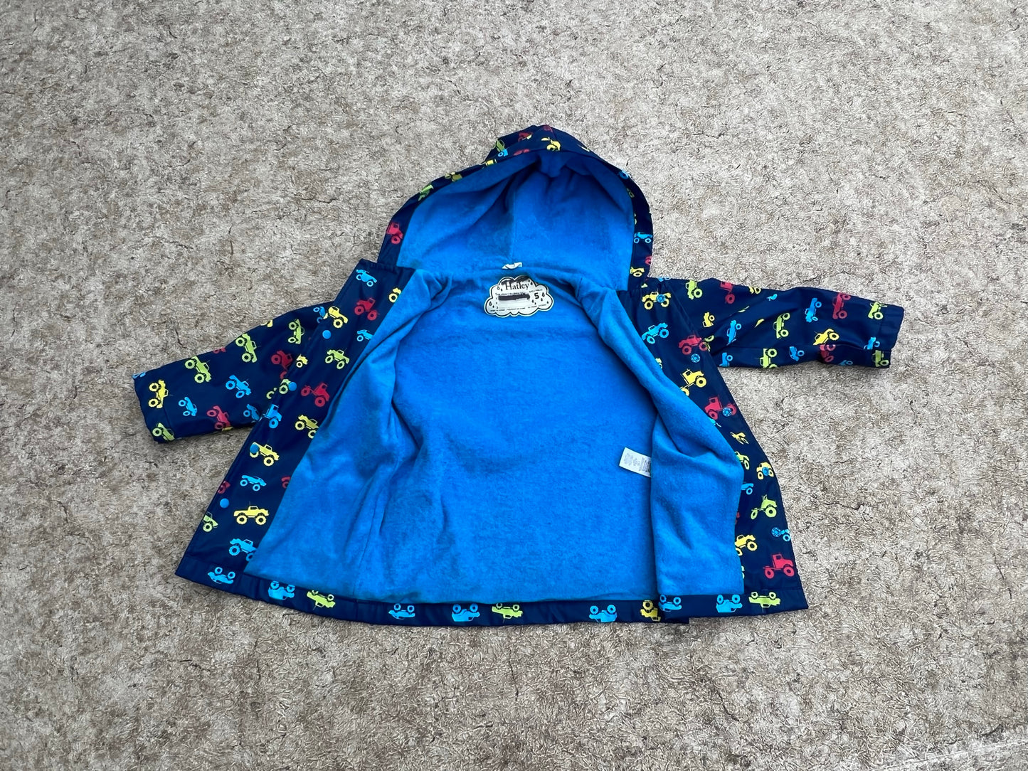 Rain Coat Child Size 5 Hatley Marine Blue With Truck