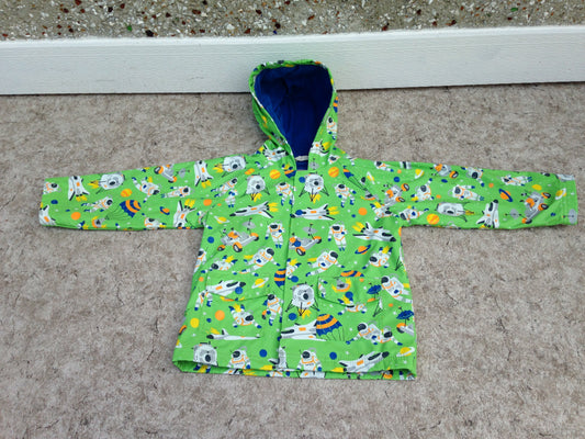 Rain Coat Child Size 5 Hatley Space Green Blue Excellent