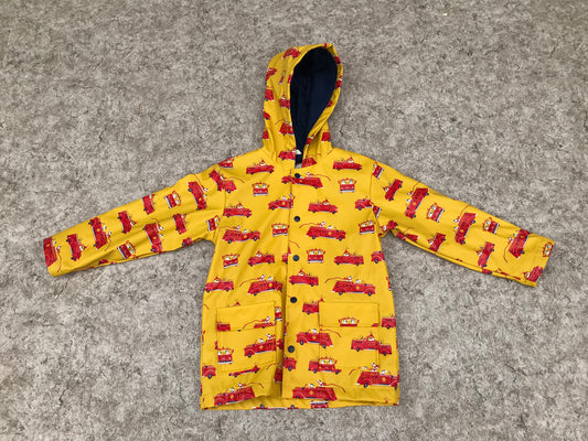 Rain Coat Child Size 7 Hatley Fireman and Fire Dog Yellow Red Excellent