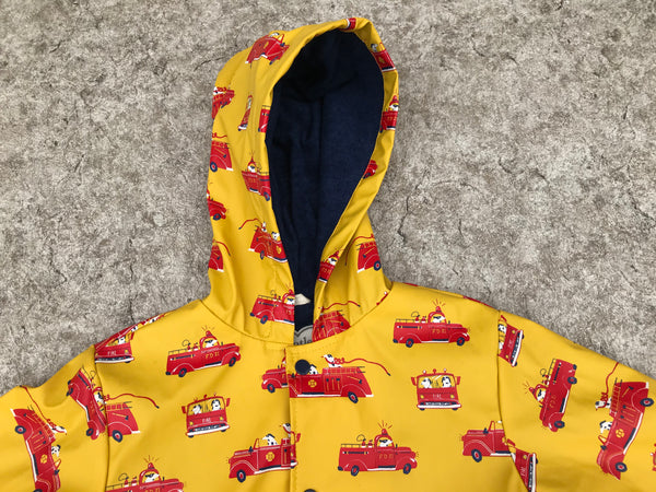 Rain Coat Child Size 7 Hatley Fireman and Fire Dog Yellow Red Excellent
