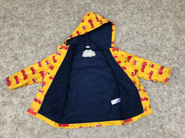 Rain Coat Child Size 7 Hatley Fireman and Fire Dog Yellow Red Excellent