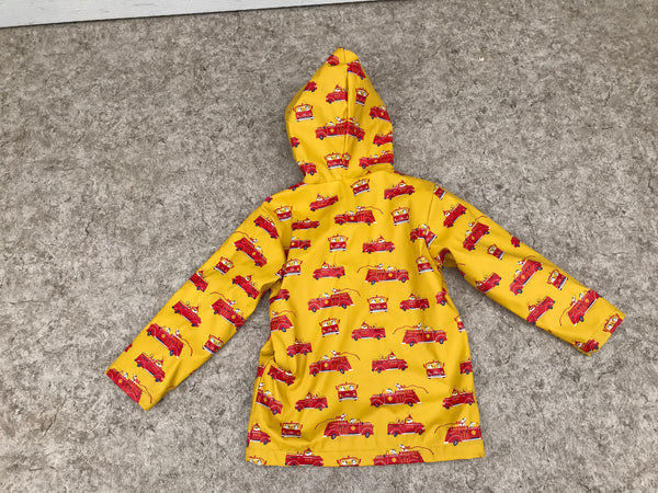 Rain Coat Child Size 7 Hatley Fireman and Fire Dog Yellow Red Excellent