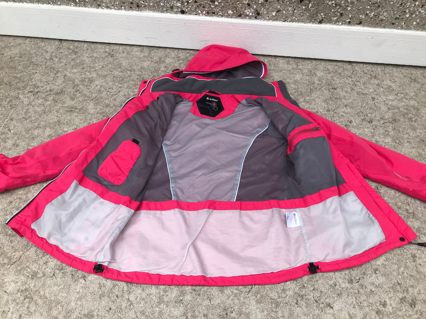 Rain Coat Ladies Size 8 Killtec Cherry Grey Excellent