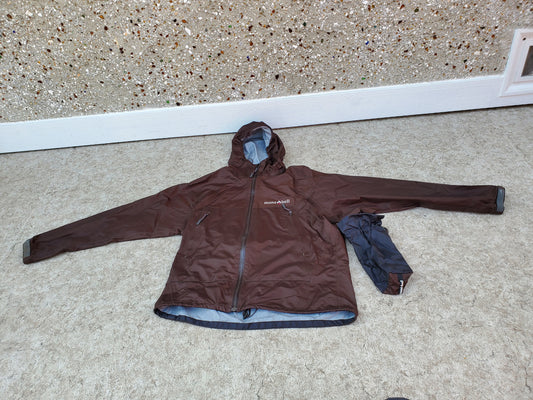 Rain Coat Ladies Size Large Mont Bell Brown Waterproof All Zippers and Seams Sealed New Demo Model