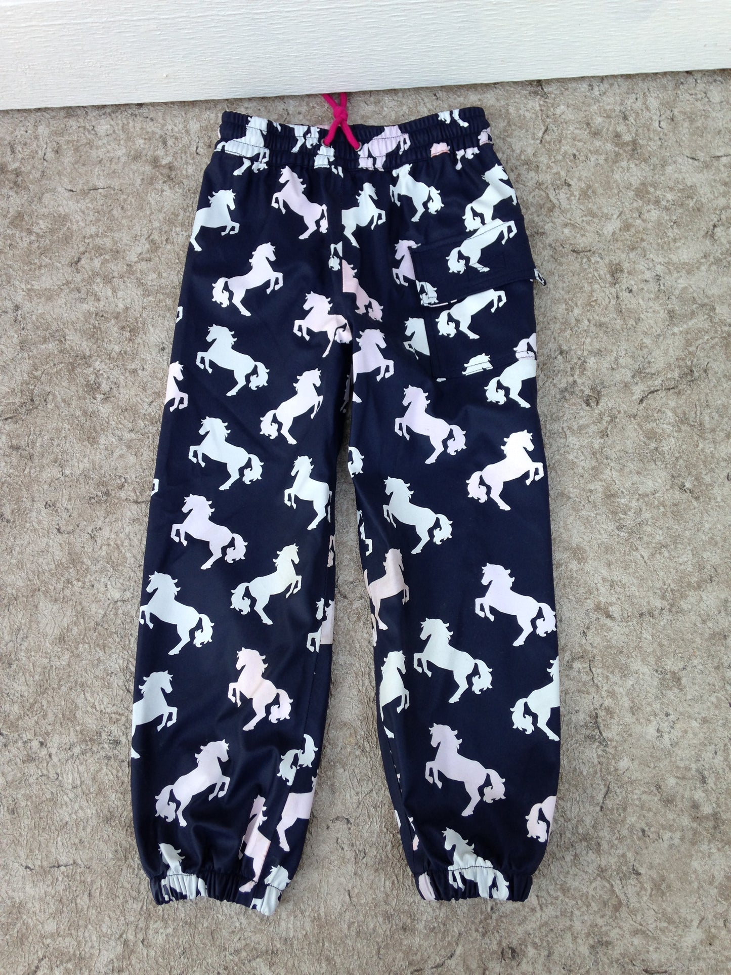 Rain Pants Child Size 5 Hatley Navy With Horses Waterproof As New Excellent