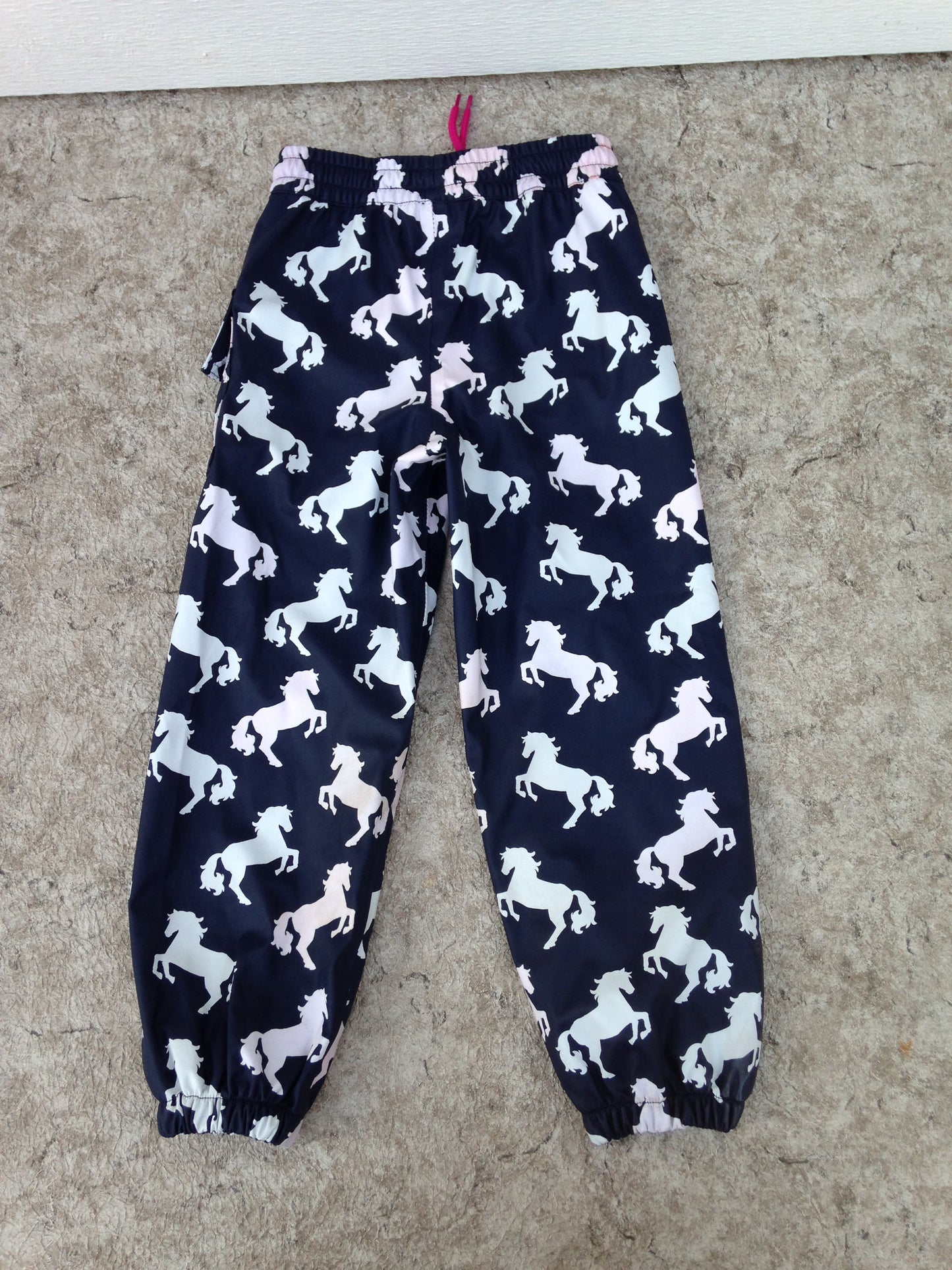 Rain Pants Child Size 5 Hatley Navy With Horses Waterproof As New Excellent