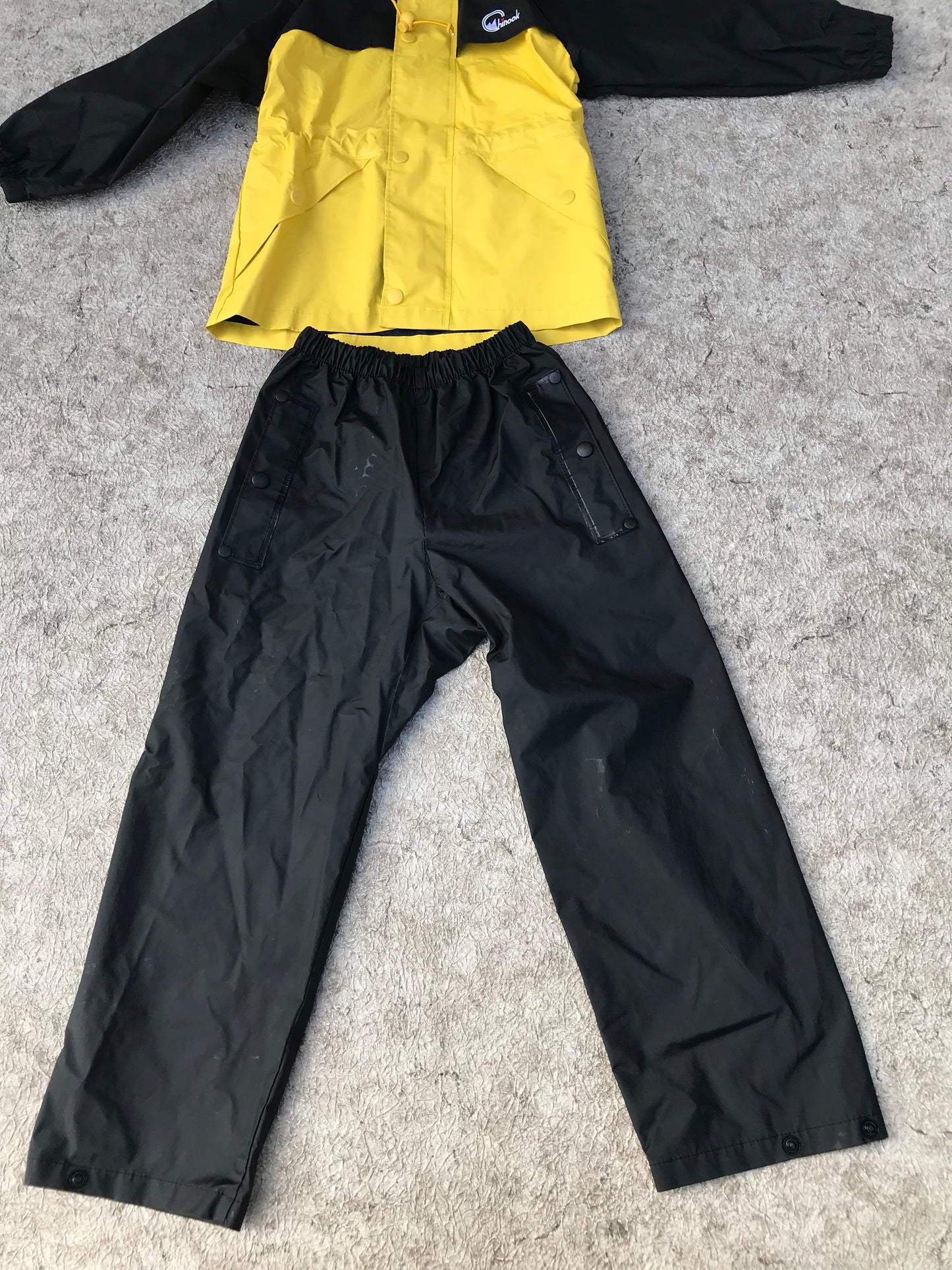 Rain Pants Child Size 7-8 with Matching Rain Coat Chinook Waterproof Black Yellow