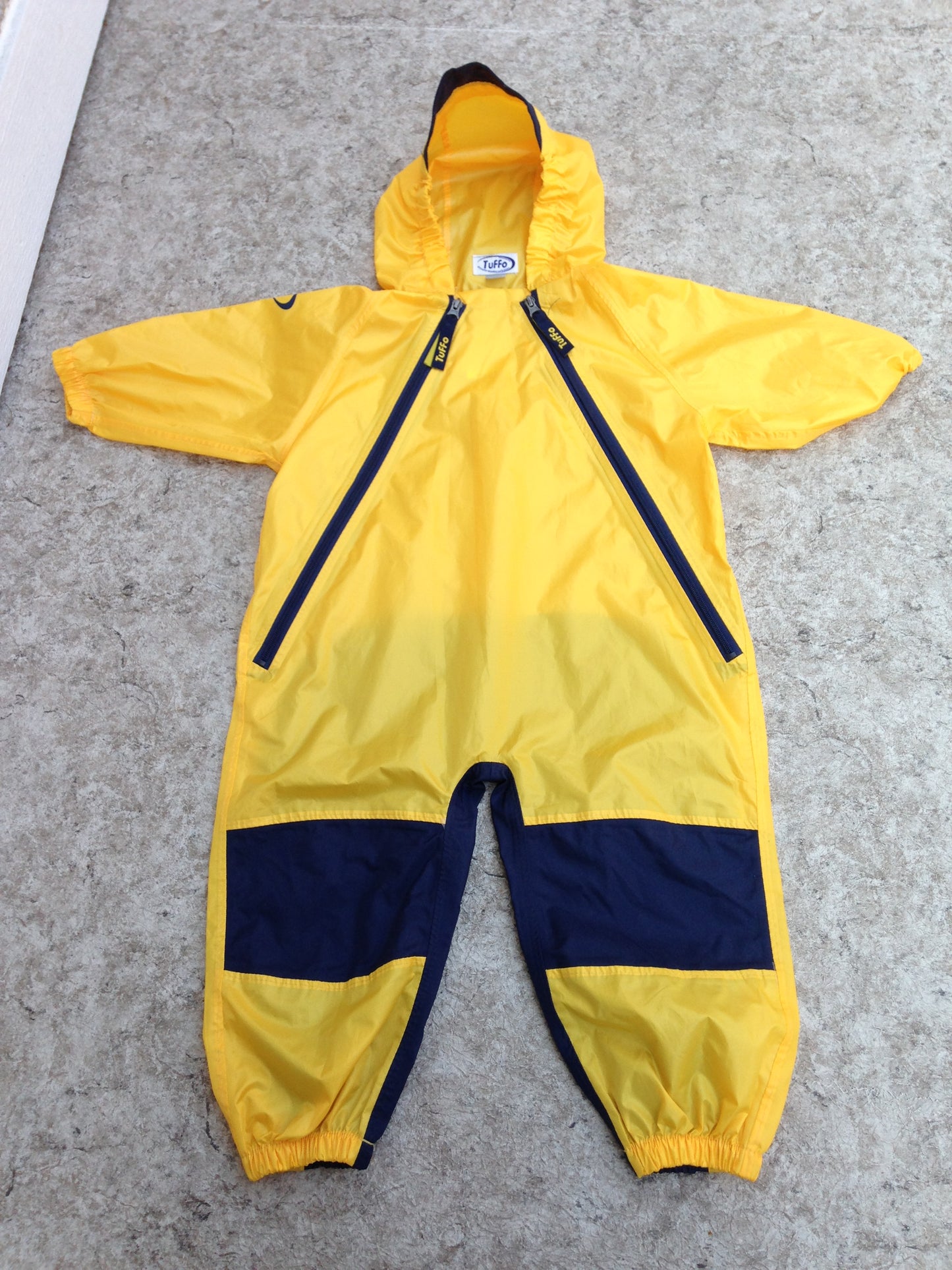 Rain Suit Child Size 2 Muddy Buddy Tuffo Pants Coat Yellow Navy Excellent