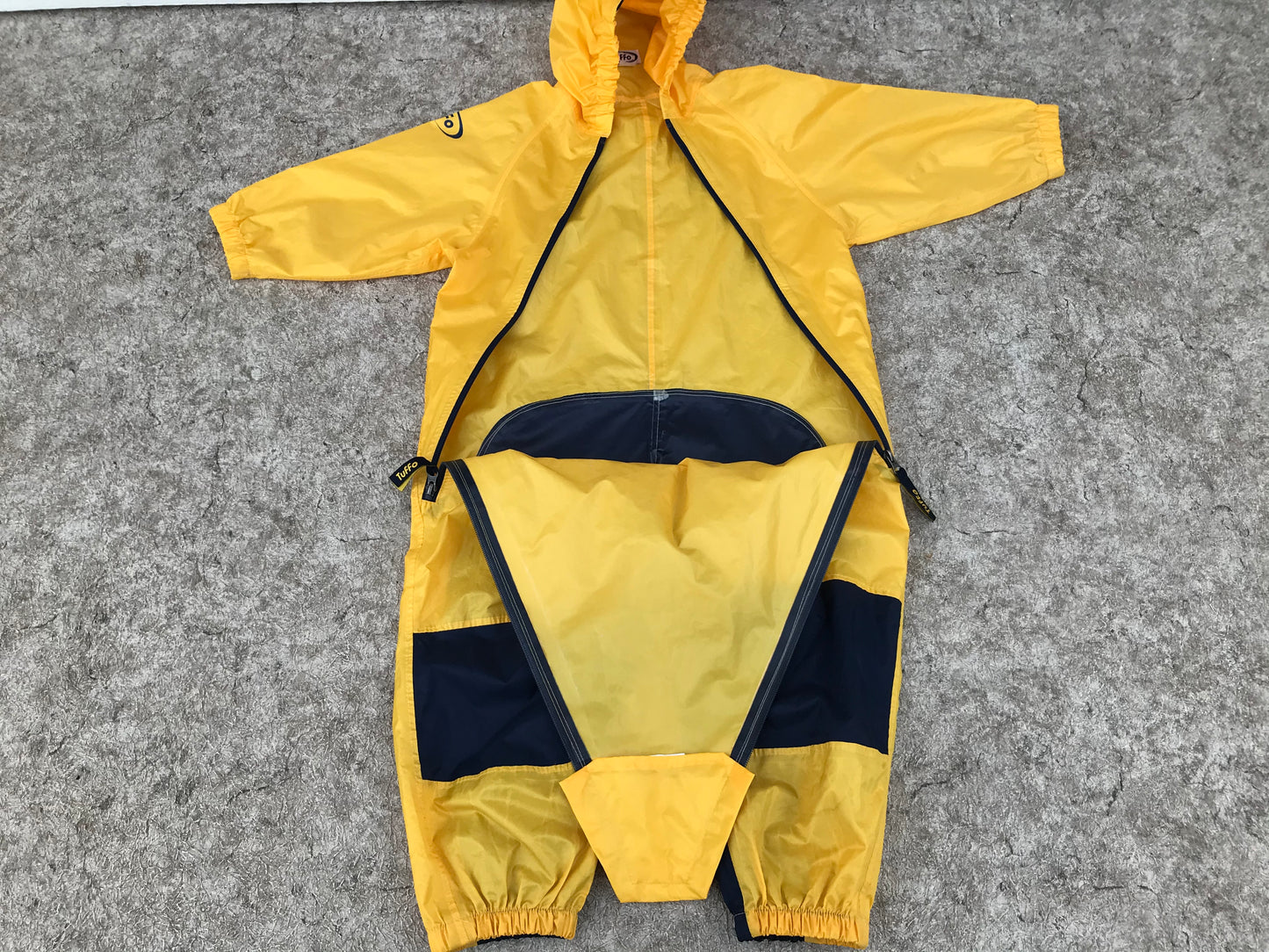 Rain Suit Child Size 5 Muddy Buddy Tuffo Pants Coat Yellow Navy Excellent