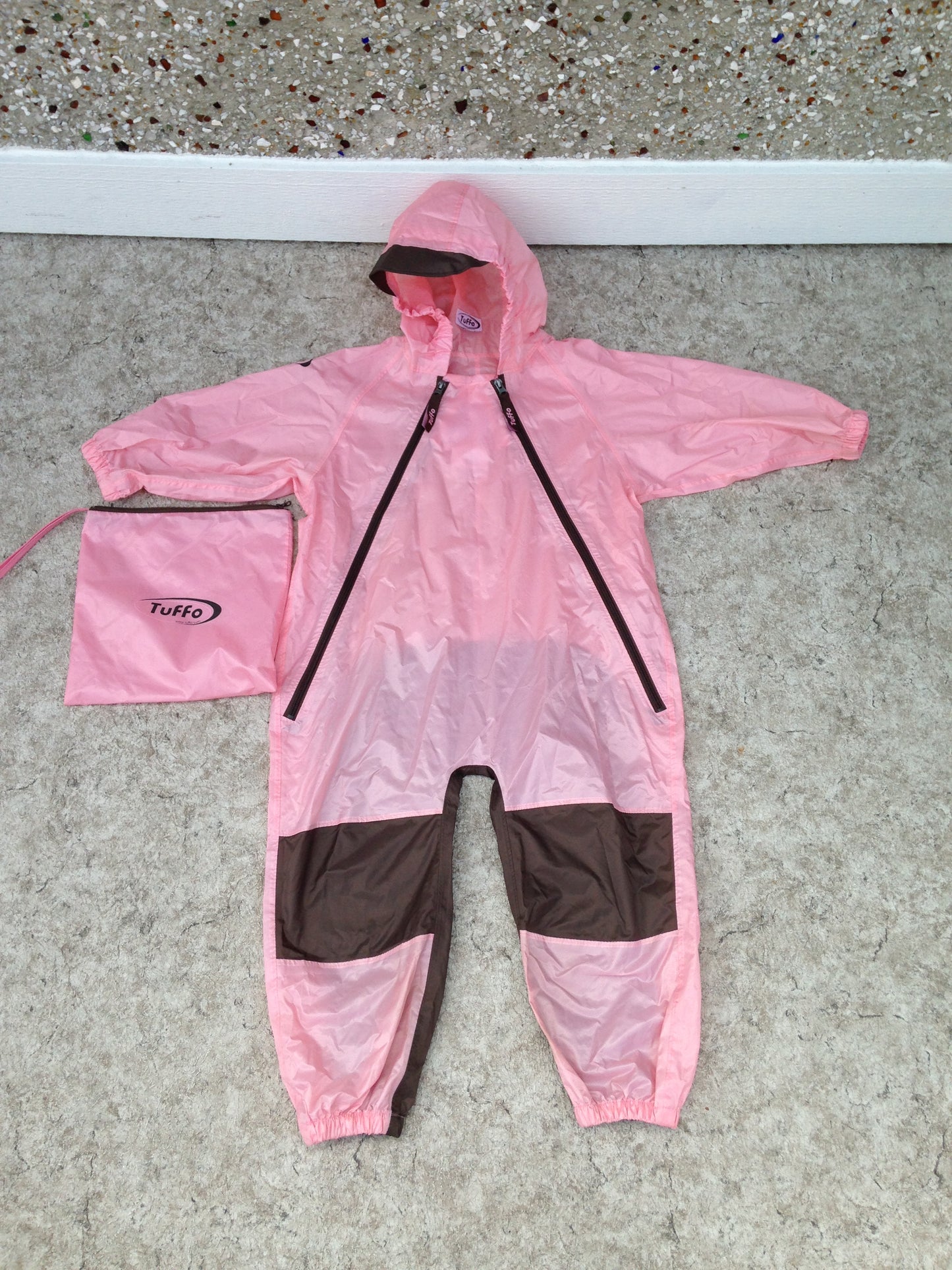 Rain Suit Child Size 5 Muddy Buddy Tuffo Pants Coat Pink Brown Excellent With Bag