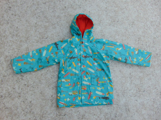 Rain Coat Child Size 6 Hatley Surf Sun Sharks Teel Orange Excellent