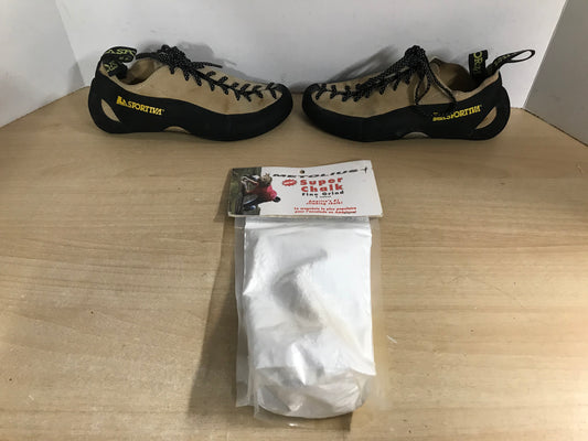 Rock Climbing Shoes Ladies Size 8.5 LaSportiva Excellent With New Bag Chalk