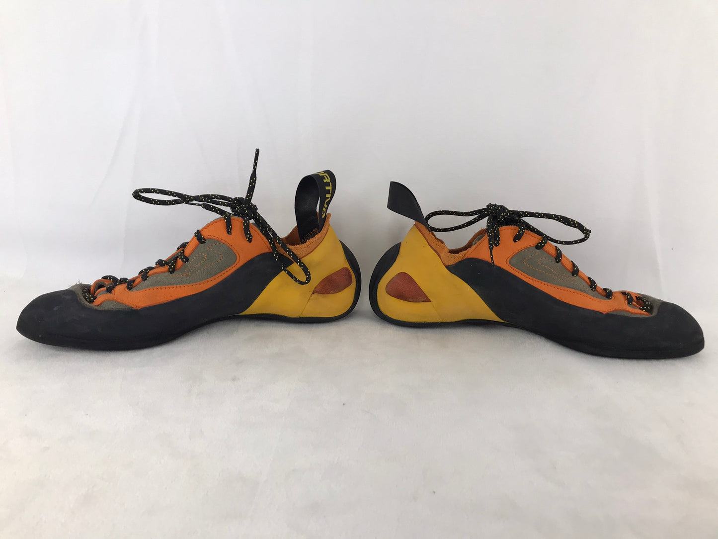 Rock Climbinging Shoes  Men's Size 8 Lasportiva  Leather Suade Black Orange Grey Excellent Quality