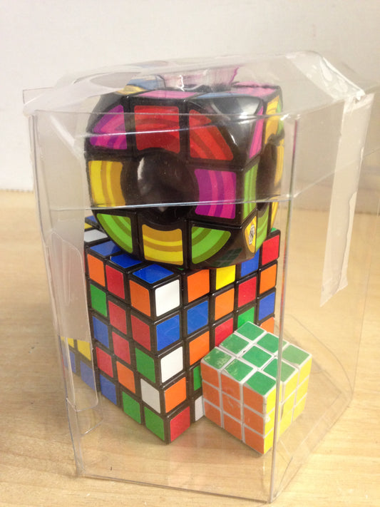 Rubiks Cube 3 pc Set Assorted With  X Large With Small Cubes As New