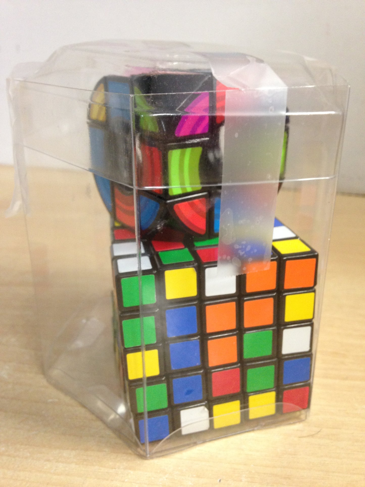 Rubiks Cube 3 pc Set Assorted With  X Large With Small Cubes As New