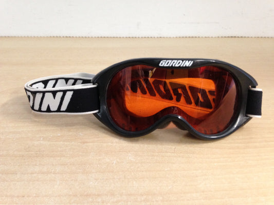 Ski Goggles Child Size 4-6 Gordini Black White  With Orange Lense