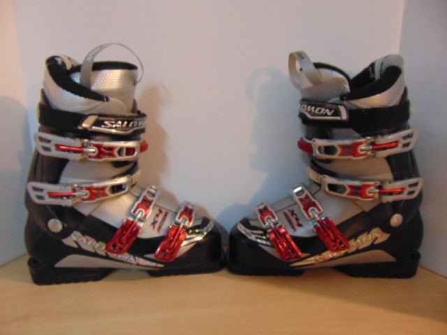 Ski Boots Mondo Size 26.5 Men's Size 8.5 Ladies Size 9.5  307 mm Salomon Mission Black Red Chrome Excellent