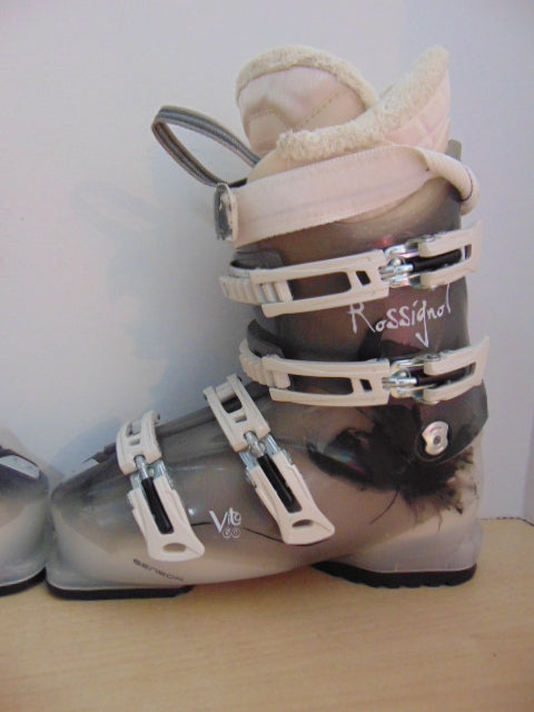 Ski Boots Mondo Size 25.5  Ladies Size 8.5 300 mm Rossignol Vito Grey Cream Excellent