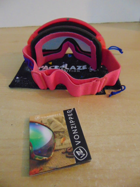 Ski Goggles Adult Size VonZipper Space Glaze NEW With Tags European Pink With Bag And Mirrored Lenses