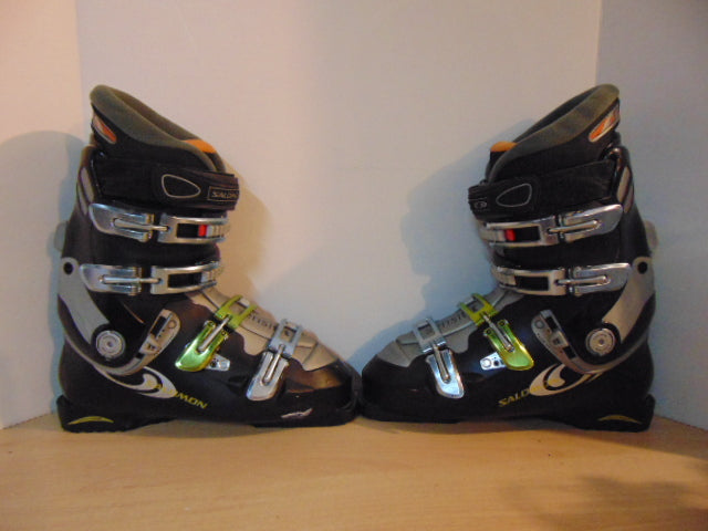 Ski Boots Mondo Size 29.5 Men's 11.5 338 mm Salomon Sense Black Grey Lime Buckle Excellent