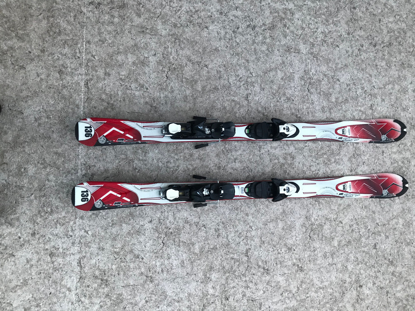 Ski 136 Salomon Parabolic Red Black Grey With Bindings Like New