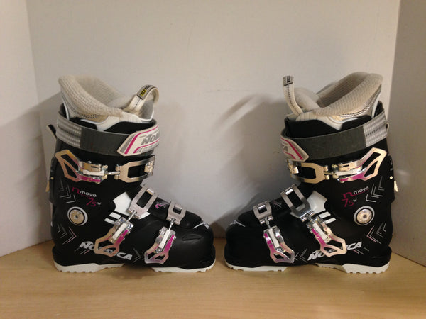 Ski Boots Mondo Size 23.5 Ladies 6.5 275 mm Nordica Move Black White Purple As New