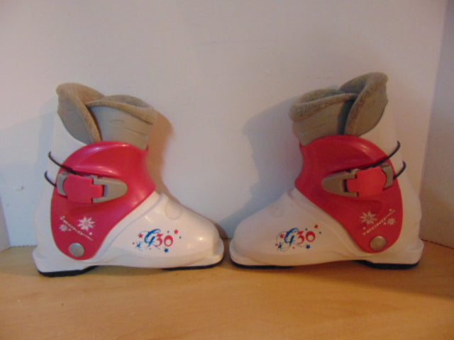 Ski Boots Mondo Size 21.5 Child Size 2  254 mm Tecno Pro Pink White With Stars Excellent