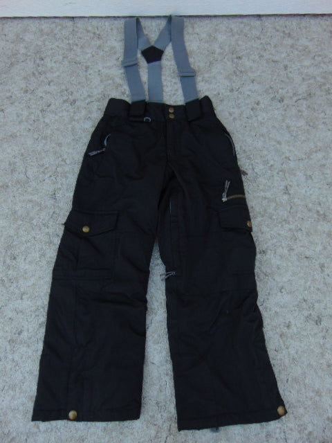 Snow Pants Child Size 7-8 Firefly Black Grey With Removeable Straps Snowboarding Excellent