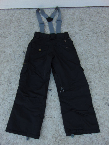 Snow Pants Child Size 7-8 Firefly Black Grey With Removeable Straps Snowboarding Excellent
