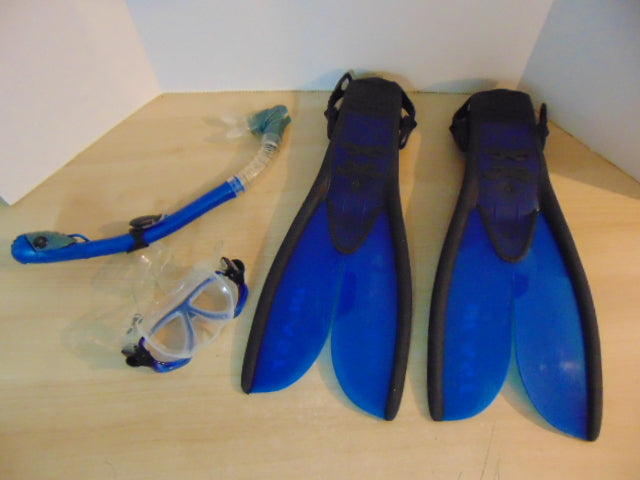 Snorkel Dive Fins Set Child Size 3-6 Shoe Aqua Lung Blast Fins Assorted Goggle Snorkel