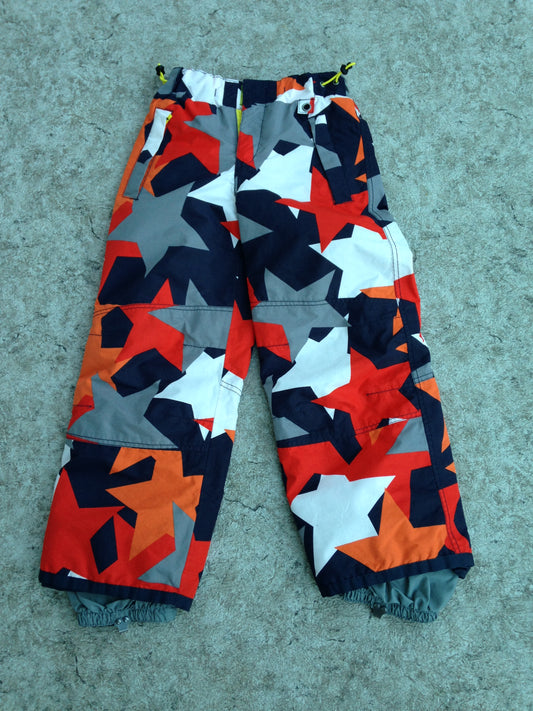 Snow Pants Child Size 6-7 Boden Grey Orange Black Abstract Adjustable Waist New Demo Model