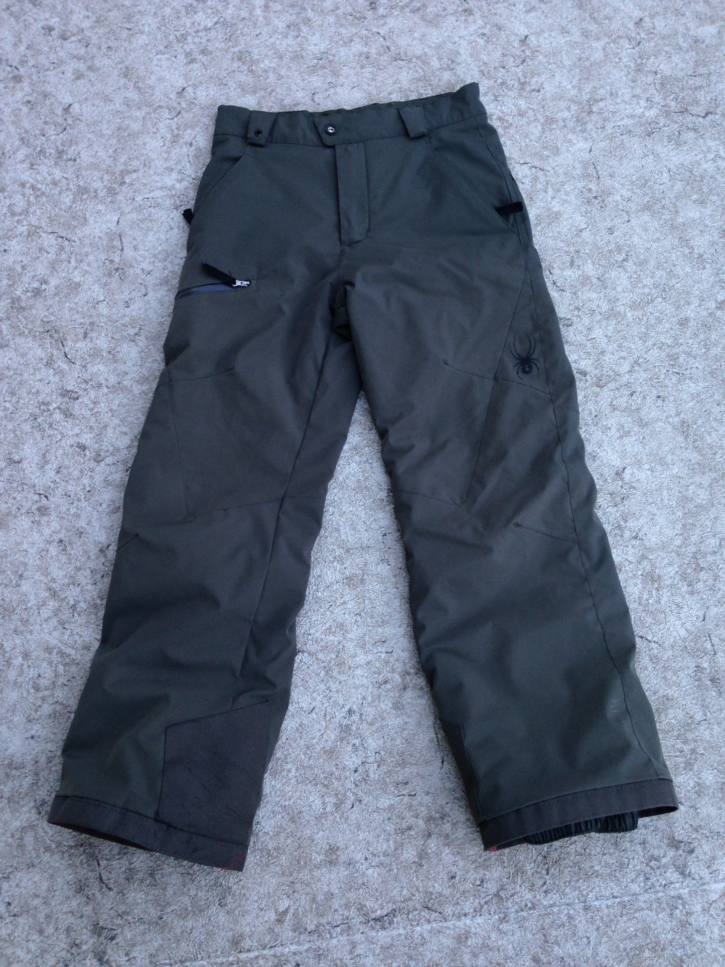 Snow Pants Child Size 12 Spyder Smoke Grey Snowboarding Adjustable Waist