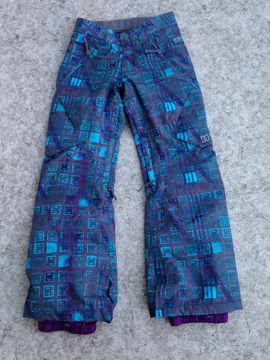 Snow Pants Child Size 10-12 DC Blue Grey Purple Snowboarding Adjustable Waist New Demo Model