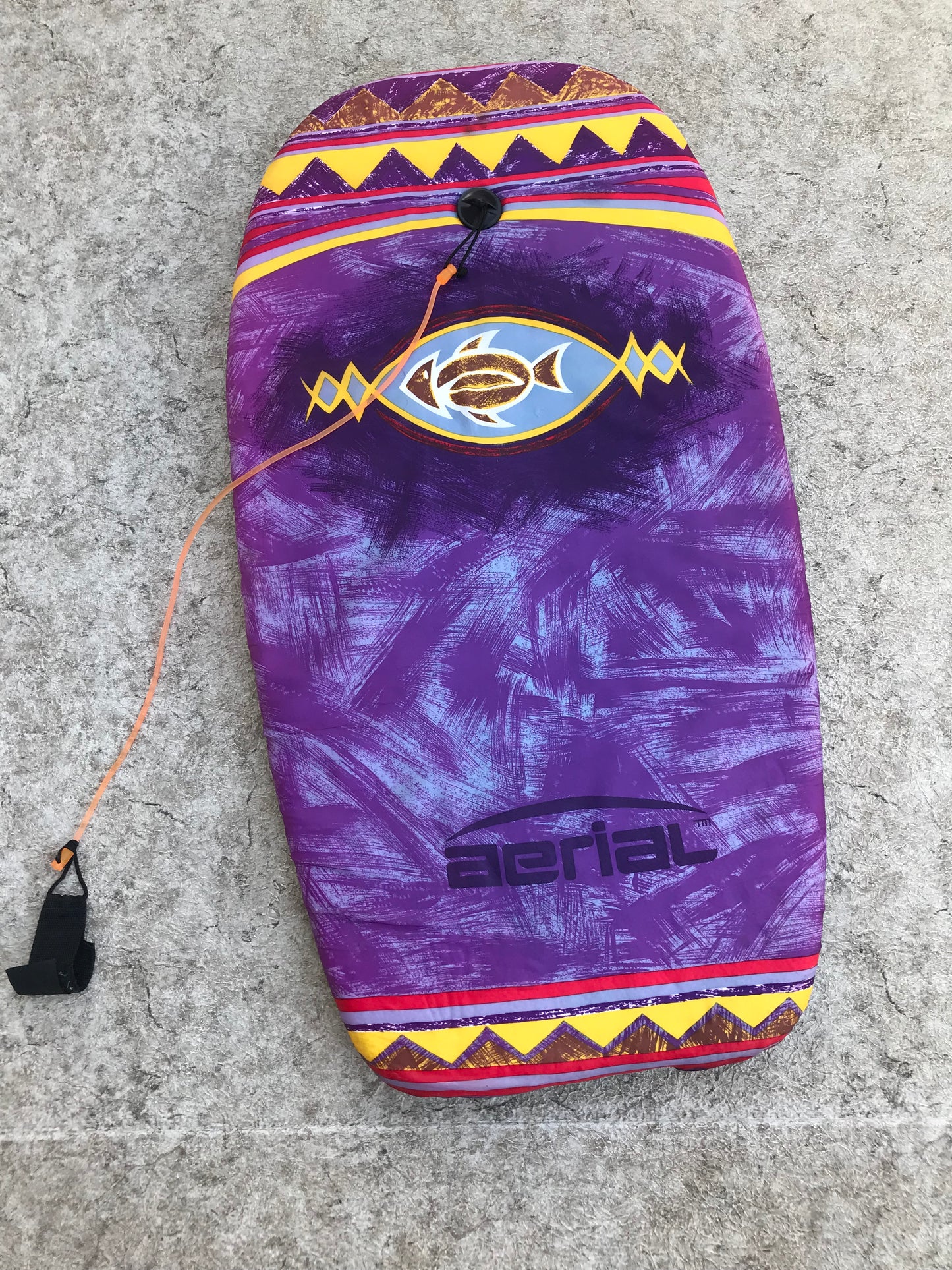 Surf Bodyboard Skim Boogie Board Aeriel Purple Orange Fish With Tow Rope 37 x 19 inch
