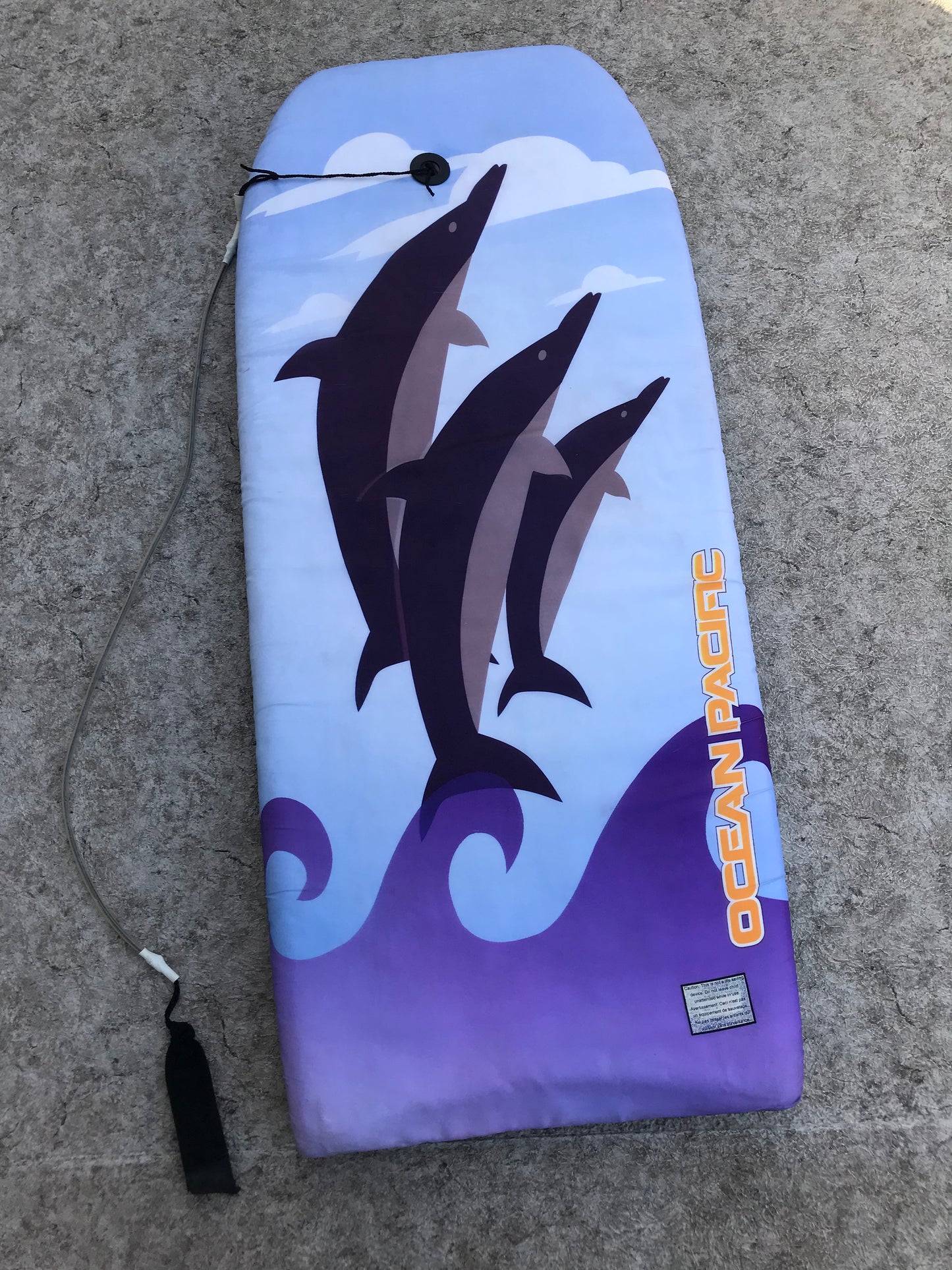 Surf Bodyboard Skim Boogie Board Ocean Pacific Blue Dolphins With Tow Rope 42 x 20 inch
