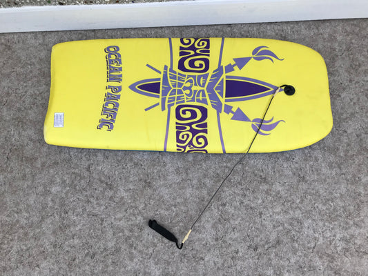 Surf Bodyboard Skim Boogie Board Lemon Ocean Pacific With Tow Rope 44 x 20 inch