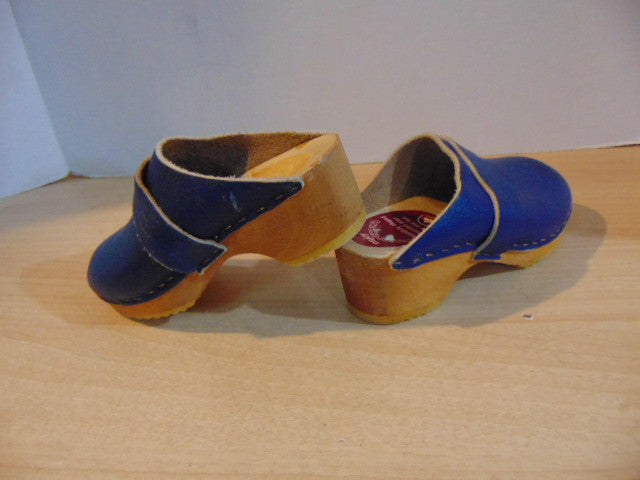 Shoes Children's Size 11 Wallstrom Wood Leather Orthopedicaly Shaped for Back and Feet Clogs Blue