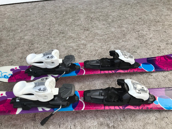 Ski 076 K-2 Toddler Size Pink Blue Floral Parabolic With Bindings Excellent