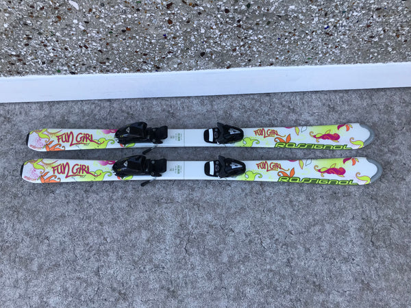Ski 120 Rossignol Fun Girl Parabolic Pink Lime White With Bindings Excellent