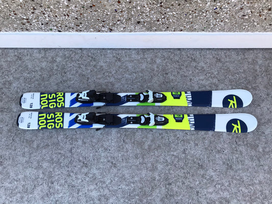 Ski 128 Rossignol White Blue Lime Parabolic With Bindings