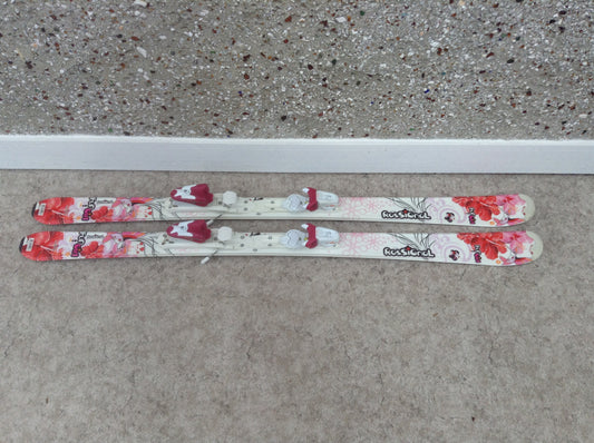 Ski 140 Rossignol Fun Girl Loaded With  Flowers and Fun Parabolic White Fushia Pink With Bindings