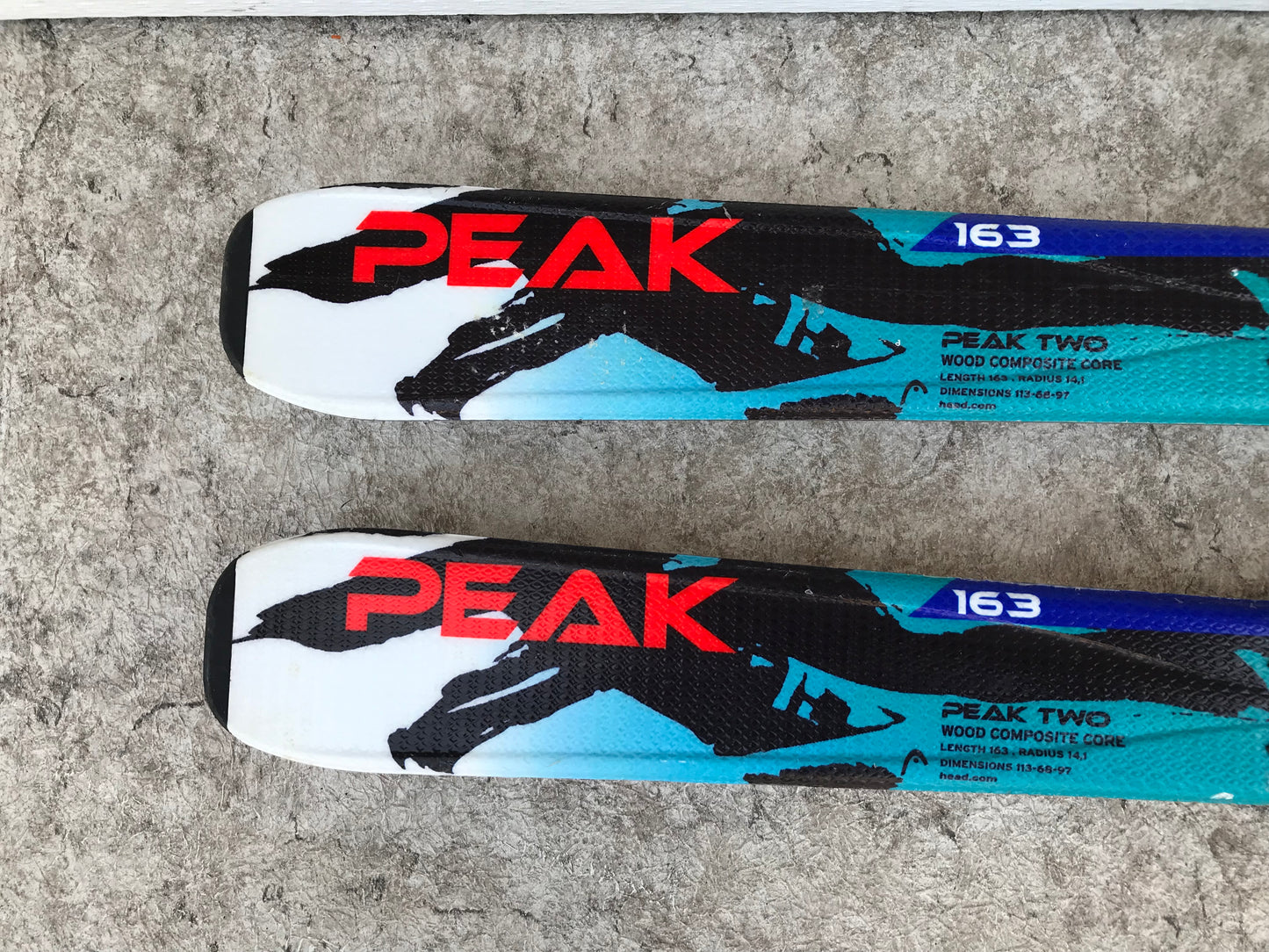 Ski 163 Head Peak Teal Red Black Parabolic With Bindings