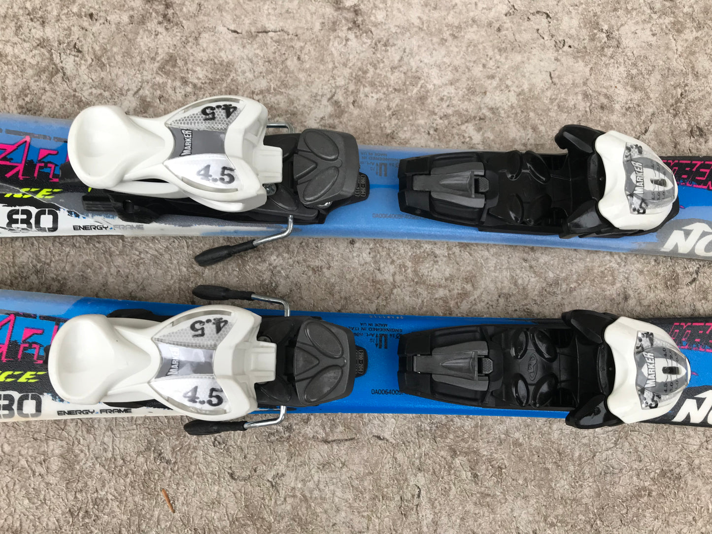 Ski 080 Nordica Child Toddler Size Parabolic With Bindings Blue Multi Minor Wear