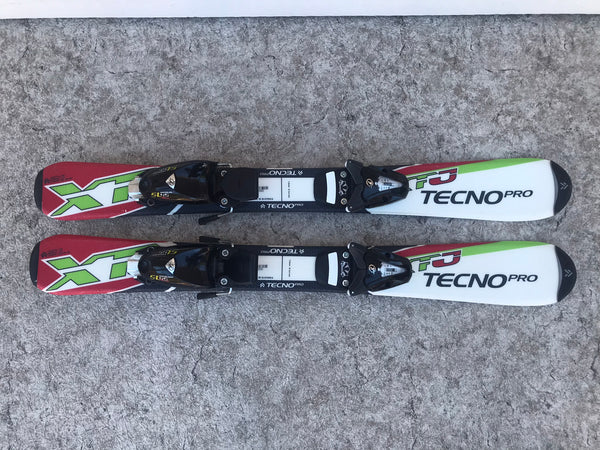 Ski 080 Tecno Pro Parabolic With Bindings Toddler White Red Lime
