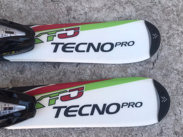 Ski 080 Tecno Pro Parabolic With Bindings Toddler White Red Lime