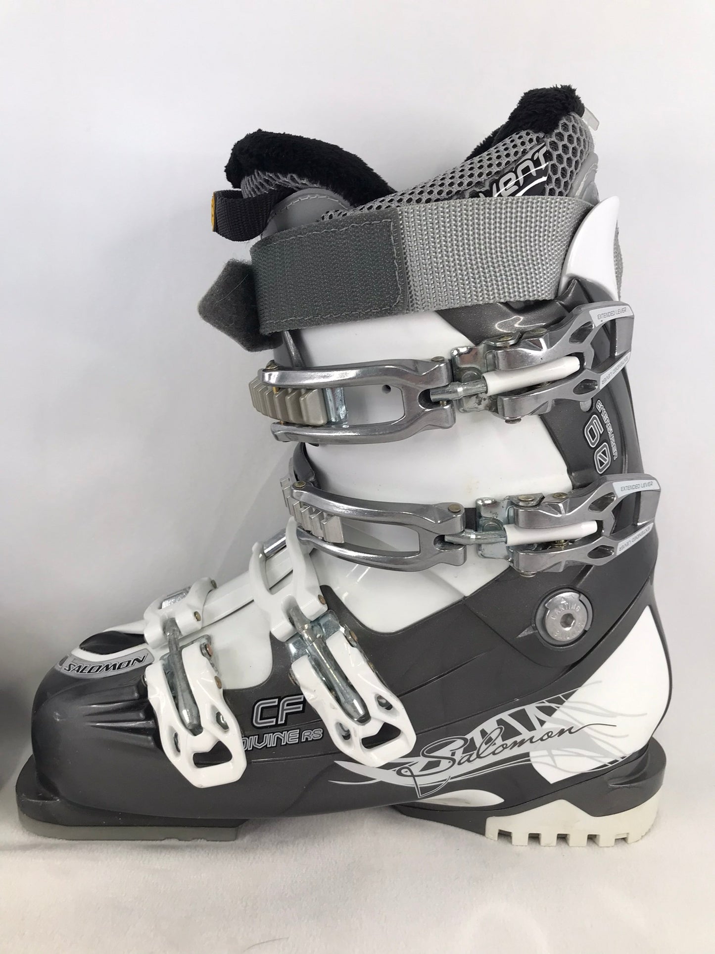 Ski Boots Mondo Size 25.0 Ladies Size 8 298 mm Salomon Energizer Grey White New Demo Model